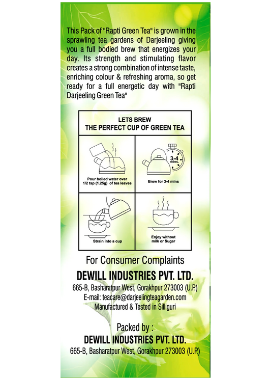 Best Darjeeling Green Tea (Lemon Mix)100 Gram Pack. MRP 140/-